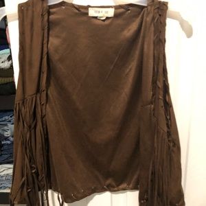 Brown Braided Fringe Vest